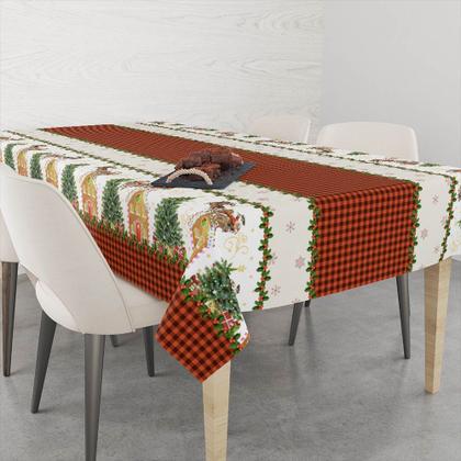 Imagem de Toalha De Mesa Retangular Impermeavel Termica 6 Lugares Natal