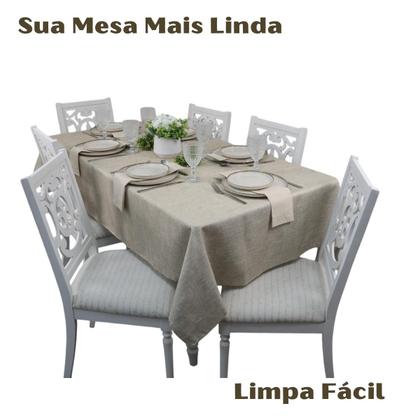 Imagem de Toalha de Mesa Retangular Limpa Fácil 1,50 x 2,50m Cor Linho
