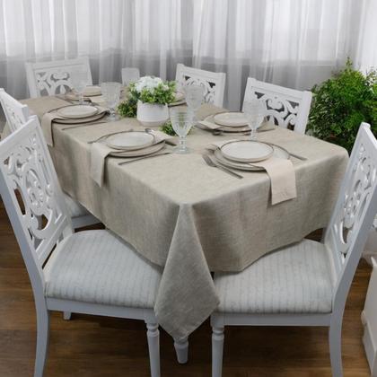 Imagem de Toalha de Mesa Retangular Limpa Fácil 1,50 x 2,50m Cor Linho