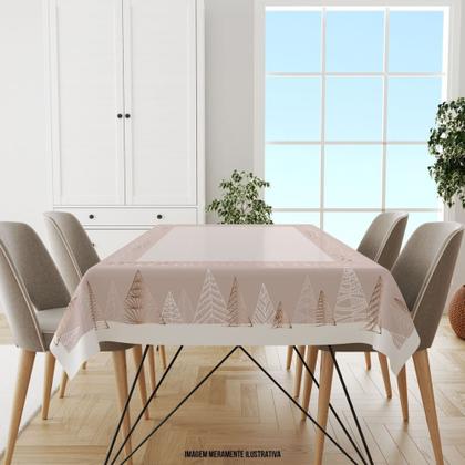 Imagem de Toalha de Mesa Retangular Para 6 Lugares Pinheiros Natalinos Moderno Gold 1.45m x 2.20m Único