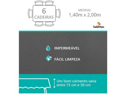 Imagem de Toalha de Mesa Retangular Salehtex Impermeável - Transparente 140x200cm Protetor