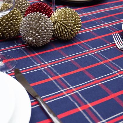 Imagem de Toalha de Mesa Retangular Xadrez Azul e Vermelha