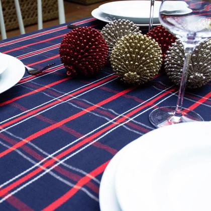 Imagem de Toalha de Mesa Retangular Xadrez Azul e Vermelha