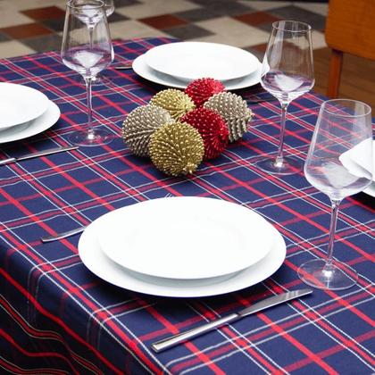 Imagem de Toalha de Mesa Retangular Xadrez Azul e Vermelha