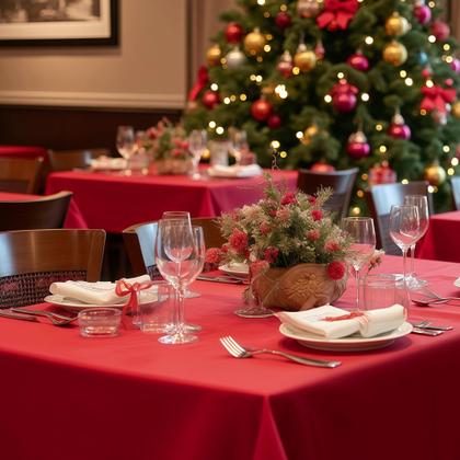 Imagem de Toalha de mesa sancua 70x70" de poliéster vermelho, pacote com 2