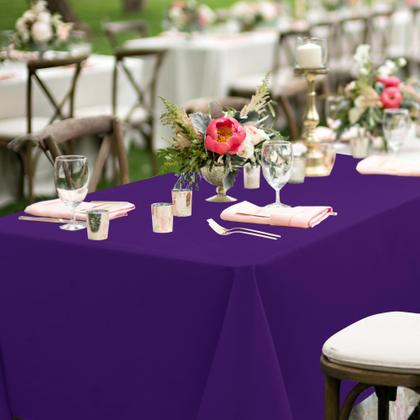 Imagem de Toalha de mesa sancua de poliéster roxo 152x305cm para mesa de 8 pés, pacote com 8