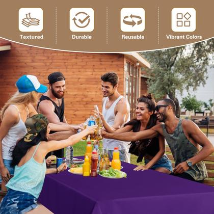 Imagem de Toalha de mesa sancua de poliéster roxo 152x305cm para mesa de 8 pés, pacote com 8