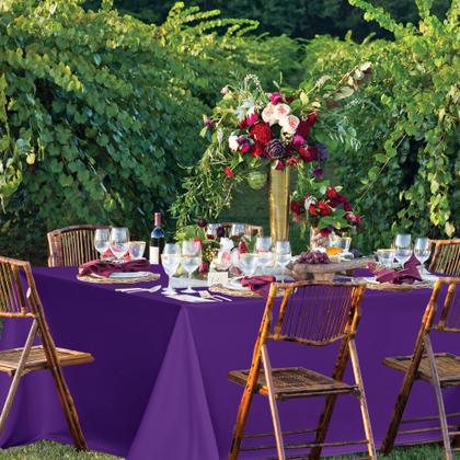 Imagem de Toalha de mesa sancua de poliéster roxo 152x305cm para mesa de 8 pés, pacote com 8