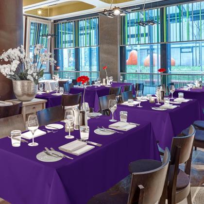 Imagem de Toalha de mesa sancua de poliéster roxo 152x305cm para mesa de 8 pés, pacote com 8