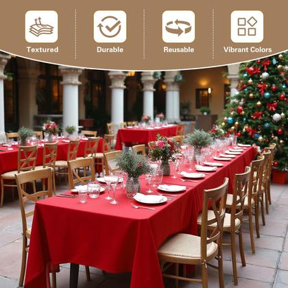 Imagem de Toalha de mesa sancua, pacote com 8, 137x274 cm, poliéster, vermelho