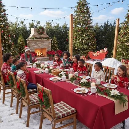 Imagem de Toalha de mesa sancua, pacote com 8, 137x274 cm, poliéster, vermelho