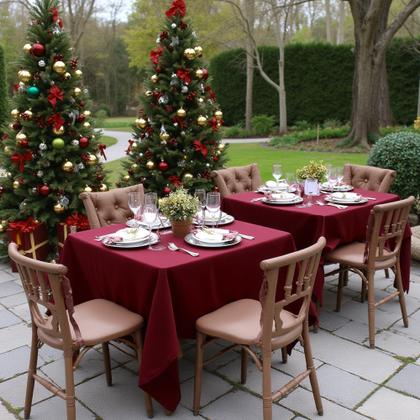 Imagem de Toalha de mesa sancua quadrada 85x85cm, poliéster cor de vinho, pacote com 2 unidades