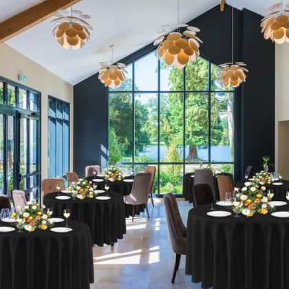 Imagem de Toalha de mesa sancua redonda 120 cm de poliéster preto (pacote com 6)