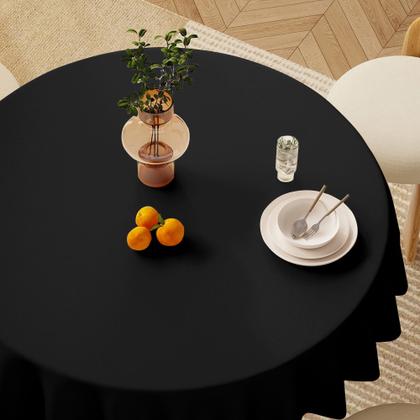 Imagem de Toalha de mesa sancua redonda 120 cm de poliéster preto (pacote com 6)