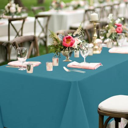 Imagem de Toalha de mesa sancua retangular para mesas de 6 pés, pacote com 6, azul-petróleo