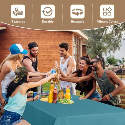 Imagem de Toalha de mesa sancua retangular para mesas de 6 pés, pacote com 6, azul-petróleo