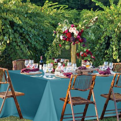 Imagem de Toalha de mesa sancua retangular para mesas de 6 pés, pacote com 6, azul-petróleo