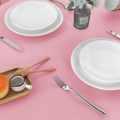 Imagem de Toalha de mesa sancua rosa poliéster 152x259cm para mesa de 6 pés, pacote com 2