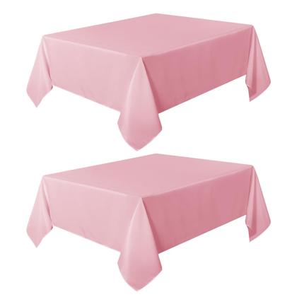 Imagem de Toalha de mesa sancua rosa poliéster 152x259cm para mesa de 6 pés, pacote com 2