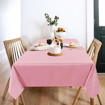 Imagem de Toalha de mesa sancua rosa poliéster 152x259cm para mesa de 6 pés, pacote com 2