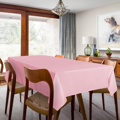Imagem de Toalha de mesa sancua rosa poliéster 152x259cm para mesa de 6 pés, pacote com 2