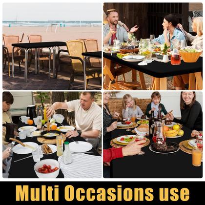Imagem de Toalha de mesa Smiry impermeável, elástica, ajustada para mesa de 4 pés, preta