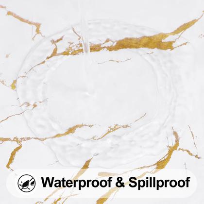 Imagem de Toalha de mesa Smiry impermeável, elástica, ajustada para mesa de 6 pés, branca