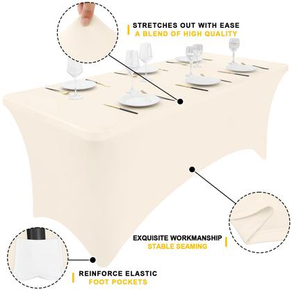 Imagem de Toalha de mesa Smiry, pacote com 2, elastano, 6 pés, elástico, bege