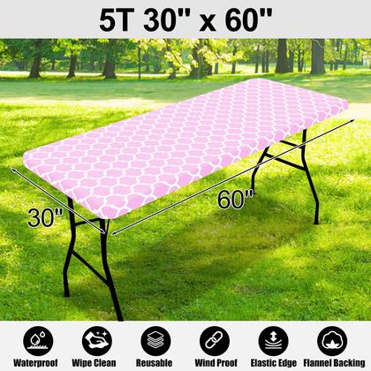 Imagem de Toalha de mesa Smiry retangular impermeável para mesa de 5 pés (rosa)
