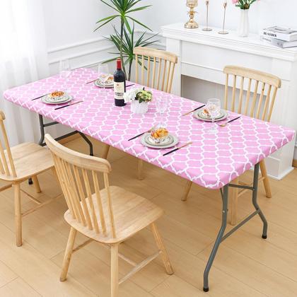 Imagem de Toalha de mesa Smiry retangular impermeável para mesa de 5 pés (rosa)