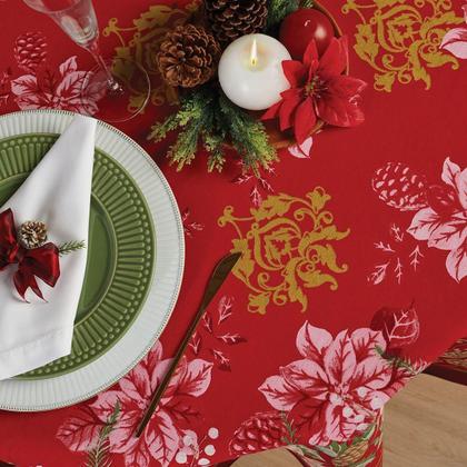 Imagem de Toalha de Mesa Super Pratica Retangular Estampada 8 Lugares Natal 1,55 m x 2,50 m Lepper