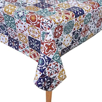 Imagem de Toalha De Mesa Térmica Impermeável Pvc Azulejo Color Redondo