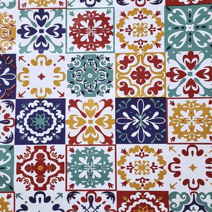 Imagem de Toalha De Mesa Térmica Impermeável Pvc Azulejo Color Redondo