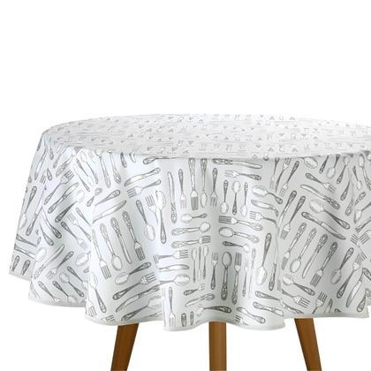 Imagem de Toalha de Mesa Verde Talheres Ellie Redonda 1,60m 4 Lugares Clean Limpa Fácil Dohler