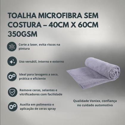 Imagem de Toalha De Microfibra Sem Costura 350gsm 40x60 Vonixx
