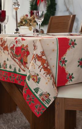 Imagem de Toalha De Natal Mesa Retangular Linhão 2,20m X 1,50m 6 Lugares