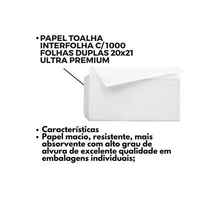 Imagem de Toalha de Papel Interfolha Dupla 20x21cm Ultra Premium  1000 Folhas  1 Pct