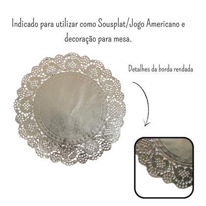 Imagem de Toalha de Papel Rendado Doilies 21,5 cm Prata 60 UND