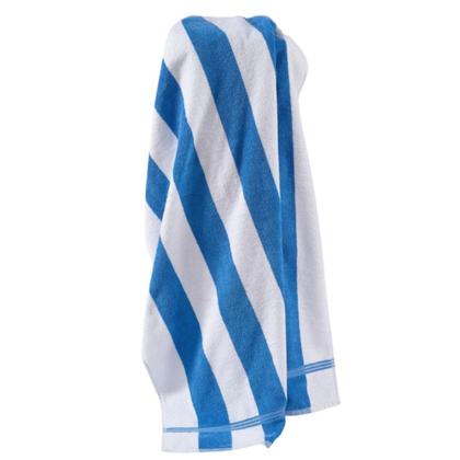 Imagem de Toalha De Praia Algodão 100% 450g/m² Listrada 1,50mx80cm Alta Absorção Cor Azul