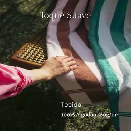 Imagem de Toalha De Praia Algodão 100% 450g/m² Listrada 1,50mx80cm Alta Absorção Cor Azul