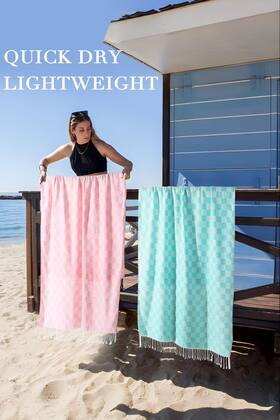 Imagem de Toalha de praia Antfuny Turkish Checkered Sand Free Quick Dry