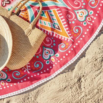 Imagem de Toalha de Praia Lepper Redonda 55% Algodão e 45% Poliéster Mantra 1,55m Rose