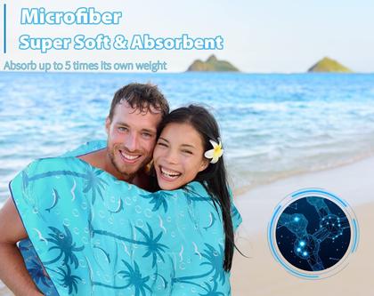 Imagem de Toalha de praia Qinqinamu, microfibra 180x80cm, sem areia, pacote com 2