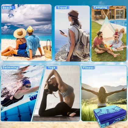 Imagem de Toalha de praia Qinqinamu, microfibra 180x80cm, sem areia, pacote com 2