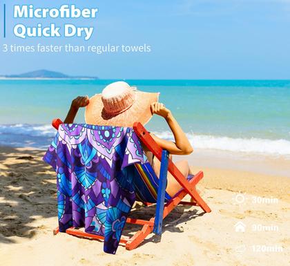 Imagem de Toalha de praia Qinqinamu, microfibra 180x80cm, sem areia, pacote com 2