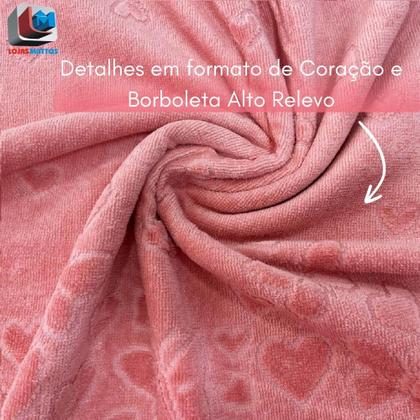 Imagem de Toalha de Rosto 100% Algodão Aveludada Macia Romance Coração Borboleta Dohler