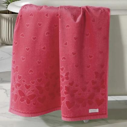 Imagem de Toalha de Rosto 100% Algodão Aveludada Macia Romance Coração Borboleta Dohler