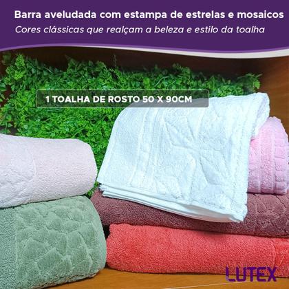 Imagem de Toalha de Rosto Dohler Confort 500 g/m2 100% Algodão Felpuda Macia - Barra Jacquard Aveludada 50 x 90