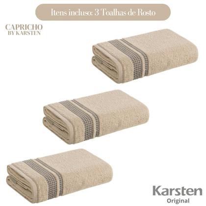 Imagem de Toalha de Rosto Karsten Fio Penteado 3 Peças