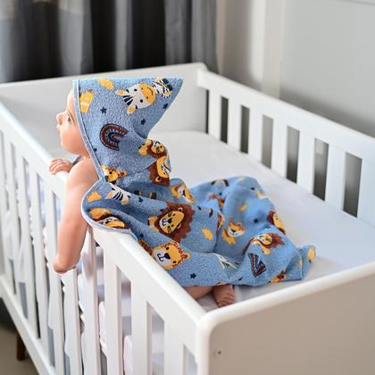 Imagem de Toalha Estampada com Capuz sem Forro 70 cm x 70 cm Bublim